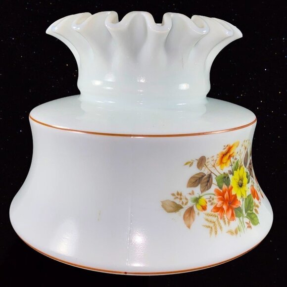 Vintage Quoizel Abigail Adams Lamp Shade Ruffled Top Milk Glass 8”T 7”W Flower - Picture 4 of 10